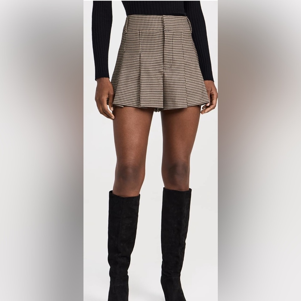 Alice + Olivia Brown Houndstooth Skort